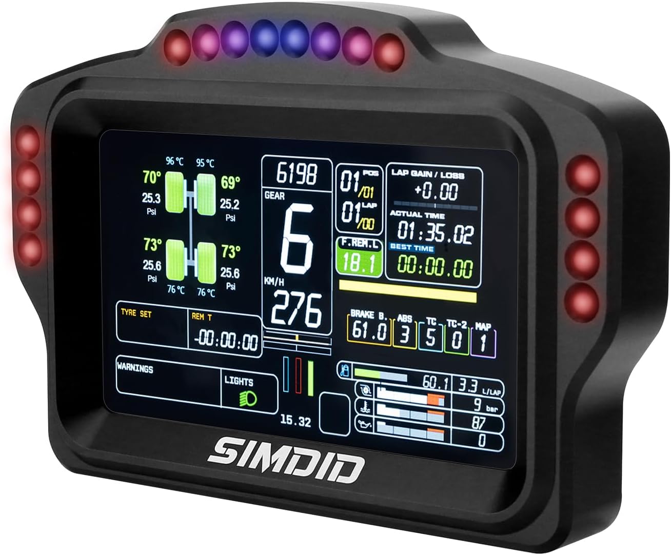 DV480 PRO dashboard sim racing boîtier aluminium CNC avec 16 LEDs RGB programmables
